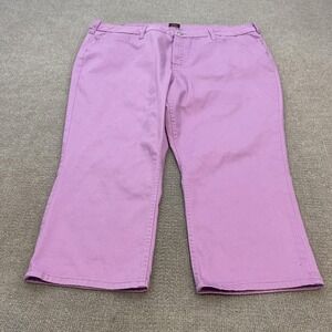 Lee Capri Jeans Womens 22 Medium Purple Med Wash High Rise Crop Stretch Denim‎